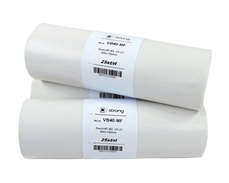 Avfallspåse Basko40 90 liter 800x750mm vit