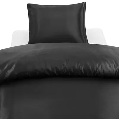 Glamoursatin Svart Bäddset 150x210 Harmony