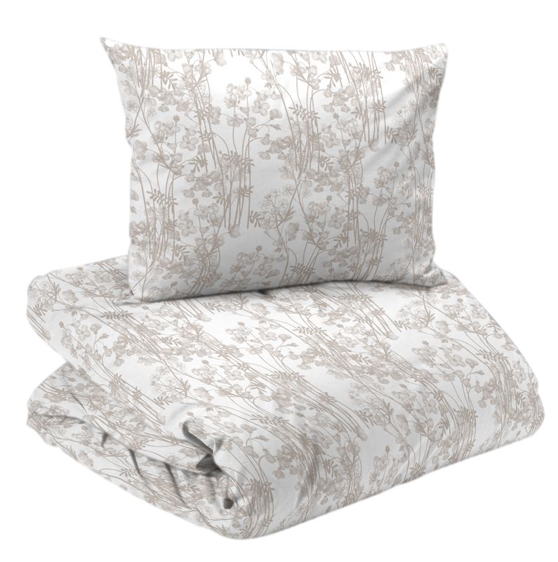 Blommigt beige Påslakan Enkeltäcke 150x210