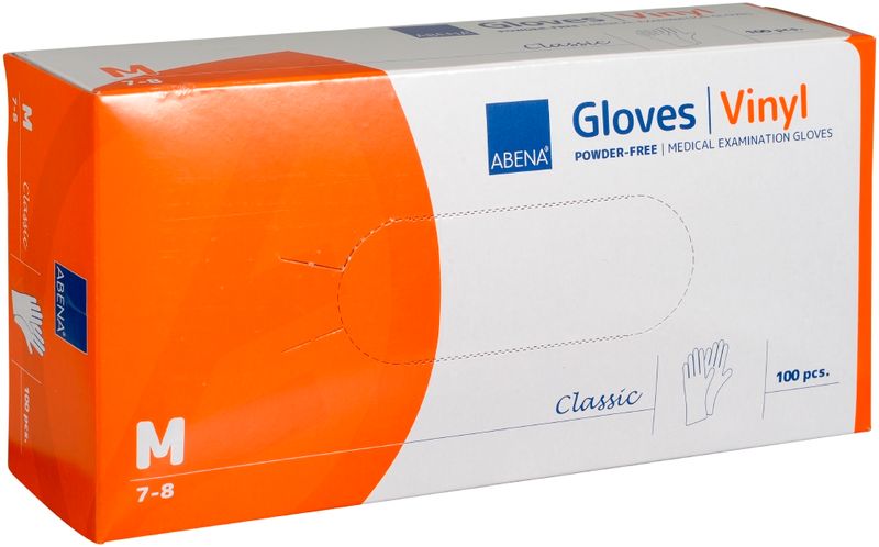 Vinylhandske Abena Classic Puderfri Transparent M, 100st