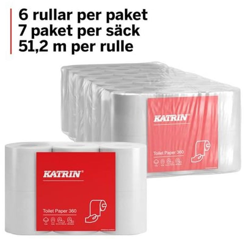 Toalettpapper KATRIN Basic 360, 2-lag, 51m, 42rl/fp