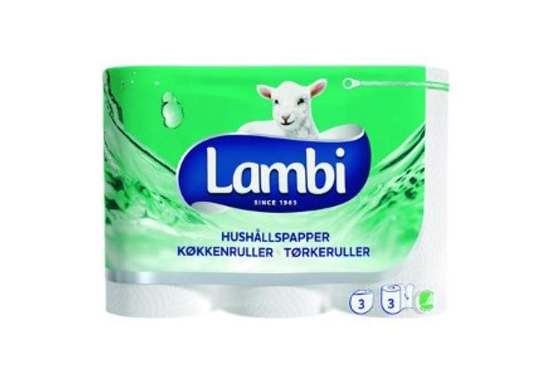 Lambi Hushållspapper, 3-lags, 13m/rulle, 20r/fp