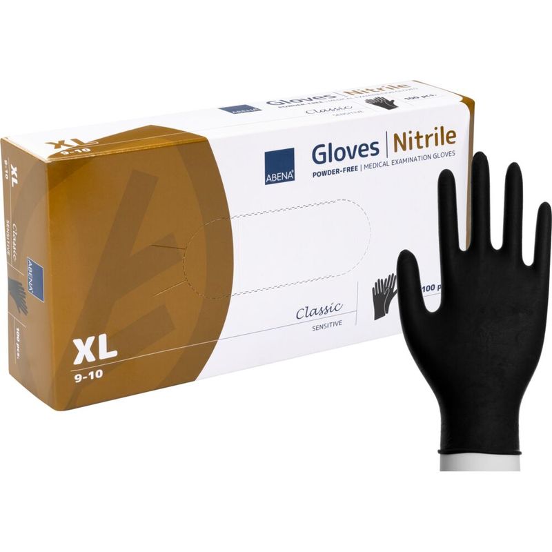 Nitrilhandske Svart Puderfri XL, 100-pack