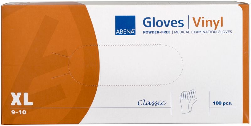Vinylhandske Abena Classic Puderfri Transparent XL, 100st
