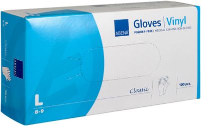 Vinylhandske Abena Classic Puderfri Transparent L, 100st