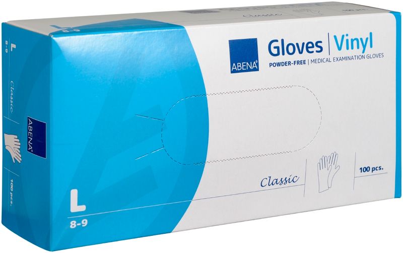 Vinylhandske Abena Classic Puderfri Transparent L, 100st