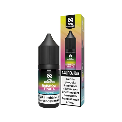 E-juice N One Bar Salts Rainbow Fruits 14 mg 10 ml med flaska och kartong