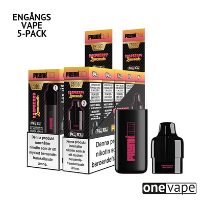 Frunk 5000 Engångs Vape - Raspberry Lemonade (5-Pack)