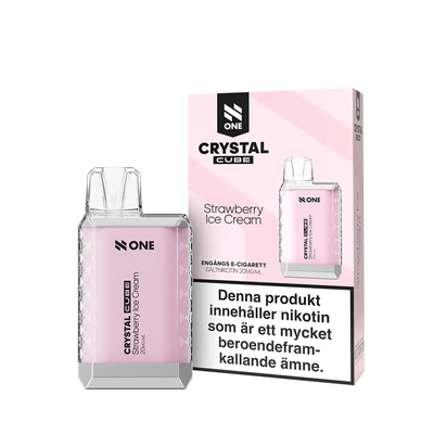 N One Crystal Cube Mesh Engångs Vape Strawberry Ice Cream Enhet bredvid originalförpackning