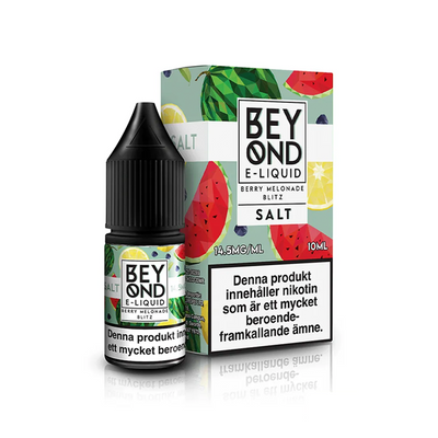 Beyond Salts Berry Melonade Blitz Flaska bredvid originalförpackning