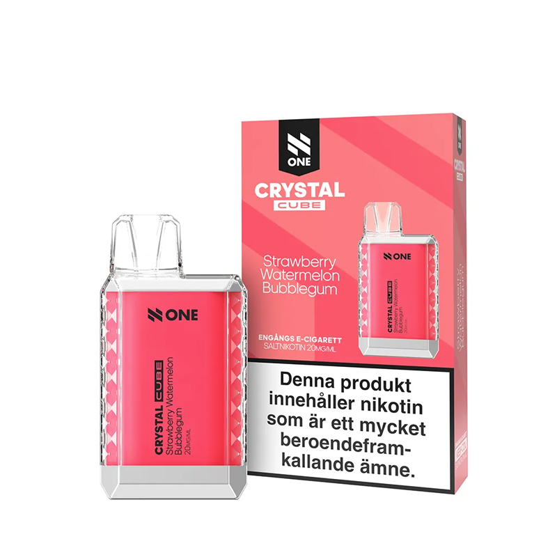 N One Crystal Cube Mesh Engångs Vape Strawberry Watermelon Bubblegum Enhet bredvid originalförpackning