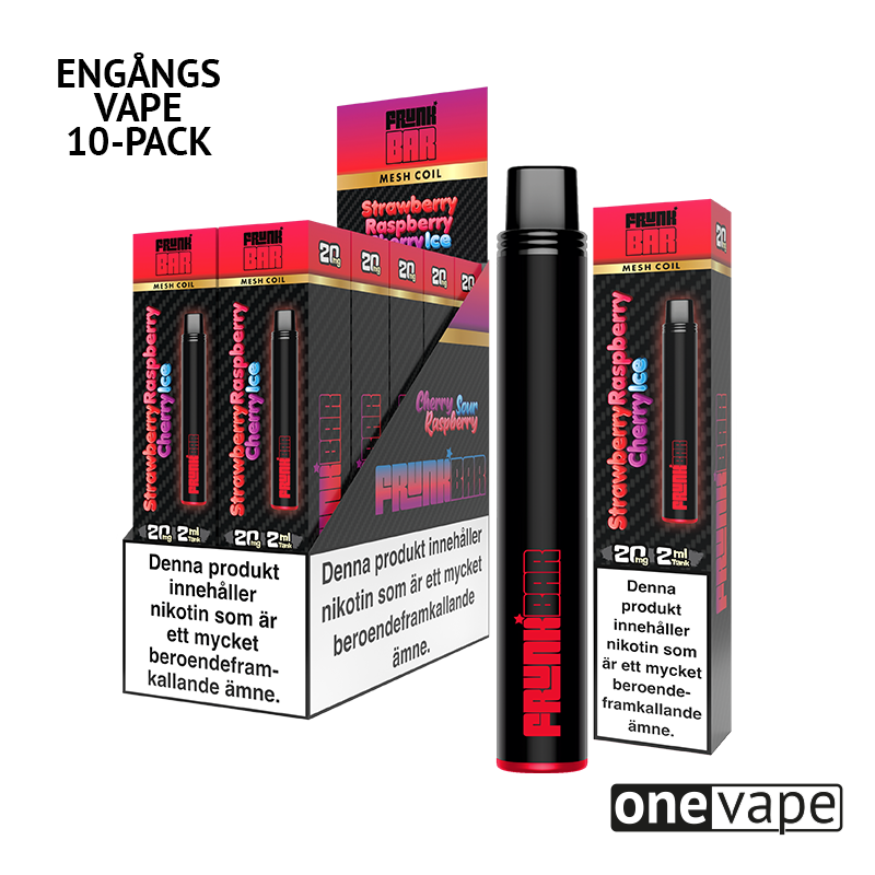 Frunk Bar Mesh Engångs Vape - Strawberry Raspberry Cherry Ice (10-Pack)