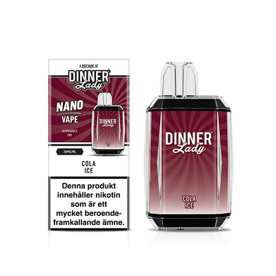 Dinner Lady Nano Mesh Cola Ice engångsvape med förpackning – smak av cola och cooling, 20 mg nikotinsalt