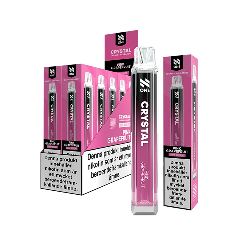 N One Crystal Mesh Pink Grapefruit engångsvape 10-pack, förfyllda vapes med nikotin och 2 ml e-vätska.