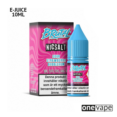 Just Juice Brutal - Sour Strawberry Bubblegum (10ml, Nic Salt)