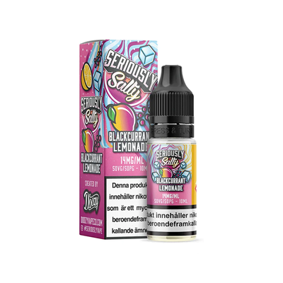 Seriously Salty Blackcurrant Lemonade Flaska bredvid originalförpackning