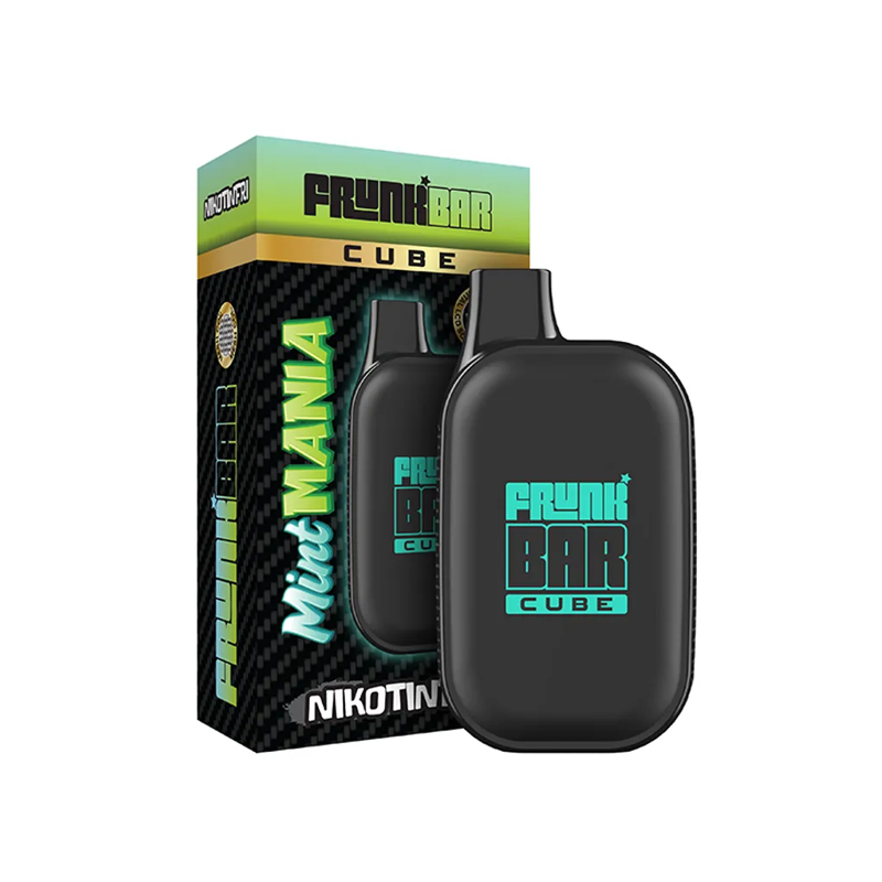 Frunk Bar Cube ZERO Mesh Engångs Vape Mint Mania bredvid originalförpackning
