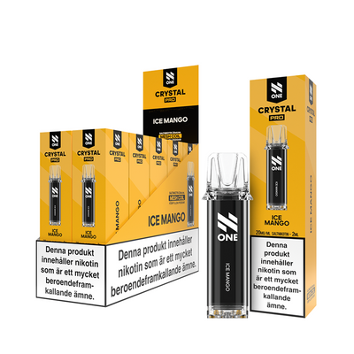 N One Crystal PRO Pod Ice Mango 10-Pack förfyllda vape pods, 2 ml e-vätska och 20 mg nikotin, kompatibla med N One Crystal PRO batterier