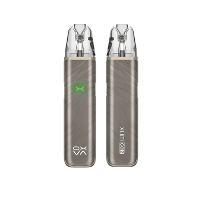 Oxva Xlim GO 2 i färgen light brown shadow – kompakt e-cigarett med transparent pod, automatisk inhalering och stilren beige design
