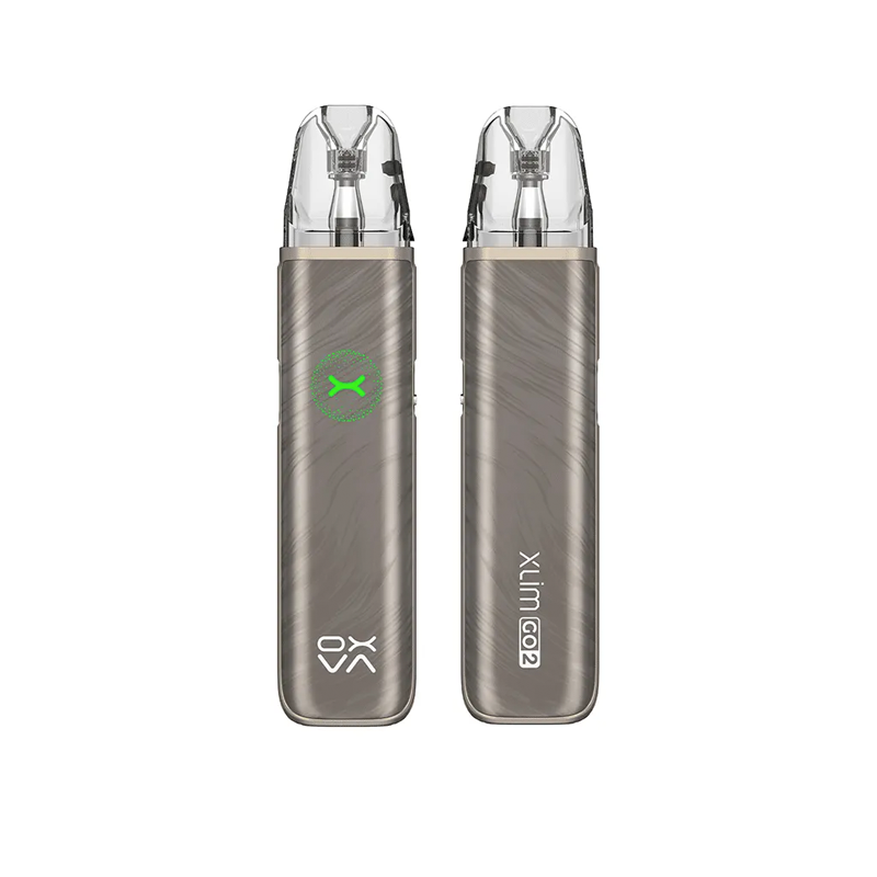 Oxva Xlim GO 2 i färgen light brown shadow – kompakt e-cigarett med transparent pod, automatisk inhalering och stilren beige design