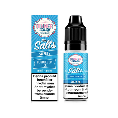 Dinner Lady Bubblegum Ice Flaska bredvid originalförpackning