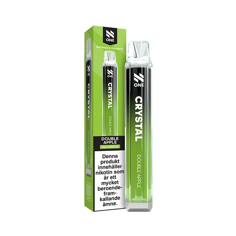 Engångsvape N One Crystal Double Apple bredvid originalförpackning