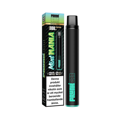 Engångsvape Frunk Bar Mint Mania bredvid originalförpackning
