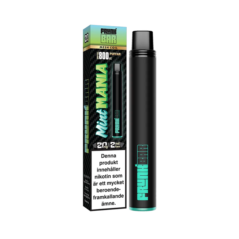 Engångsvape Frunk Bar Mint Mania bredvid originalförpackning
