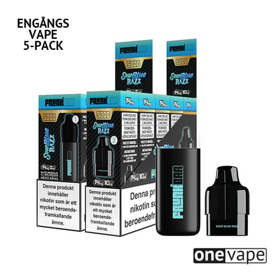 Frunk 5000 Engångs Vape - Sour Blue Razz (5-Pack)