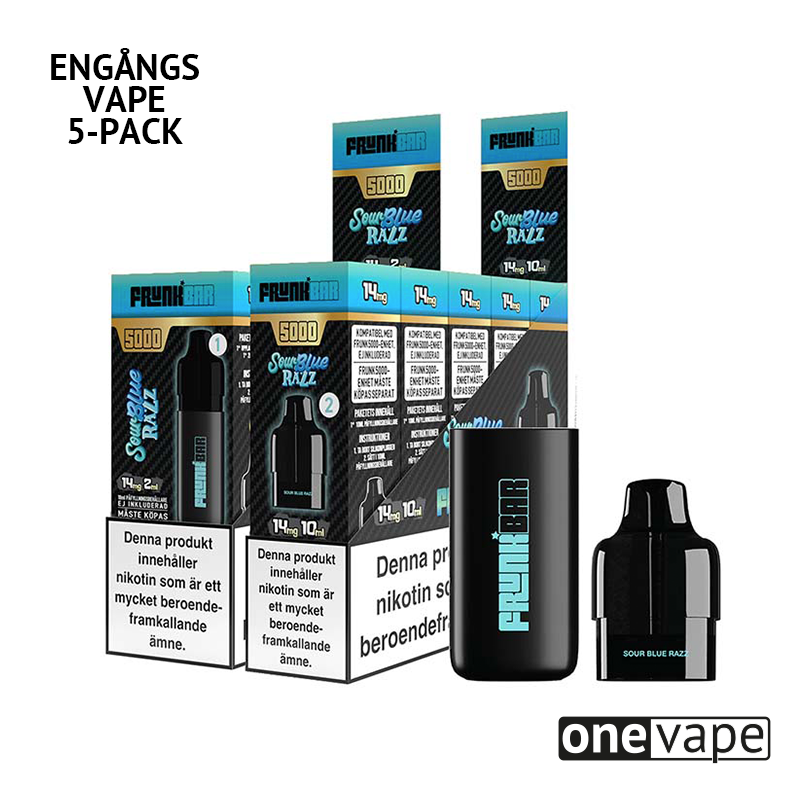Frunk 5000 Engångs Vape - Sour Blue Razz (5-Pack)