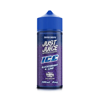 just juice Blackcurrant & Lime originalflaska mot vit bakgrund