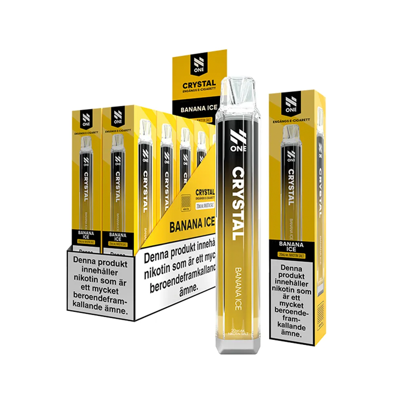N One Crystal Mesh Banana Ice engångsvape 10-pack, förfyllda vapes med nikotin och 2 ml e-vätska.