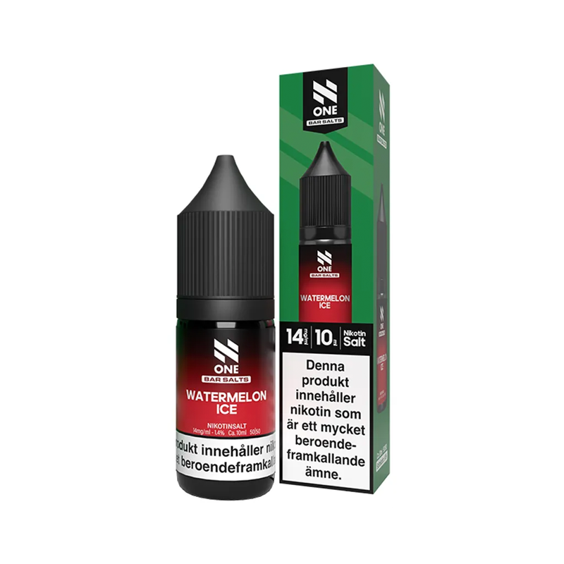 E-juice N One Bar Salts Watermelon Ice 14 mg 10 ml med flaska och kartong
