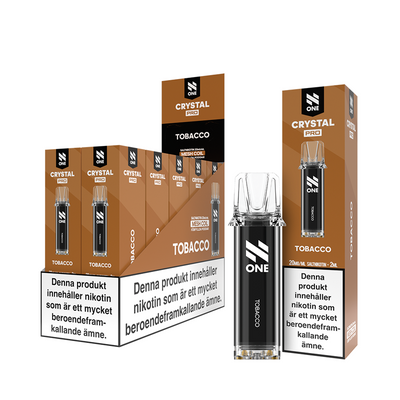N One Crystal PRO Pod Tobacco 10-Pack förfyllda vape pods, 2 ml e-vätska och 20 mg nikotin, kompatibla med N One Crystal PRO batterier