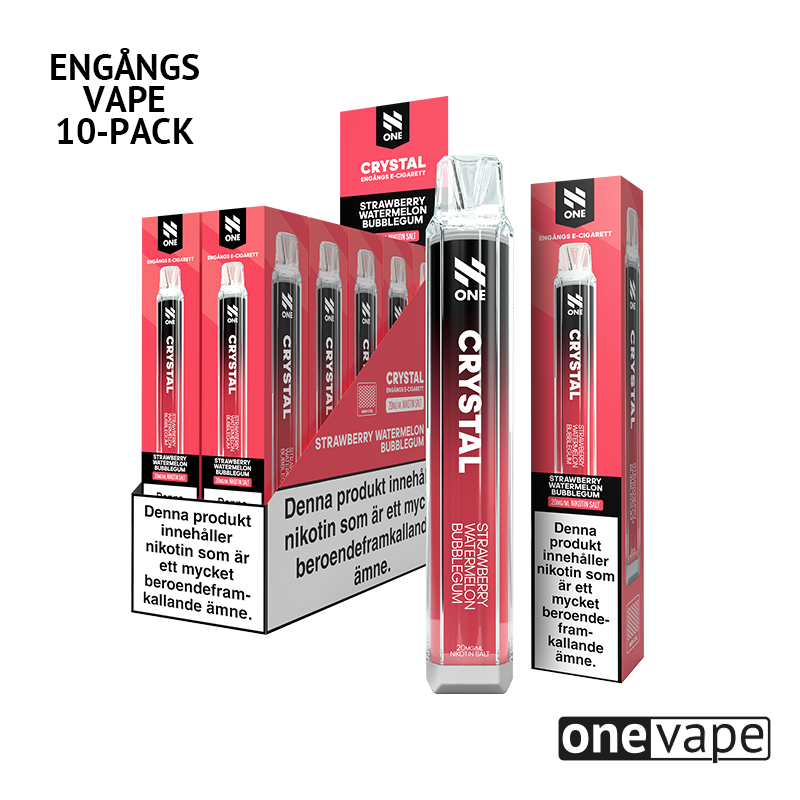 N One Crystal Mesh Engångs Vape - Strawberry Watermelon Bubblegum (10-Pack)