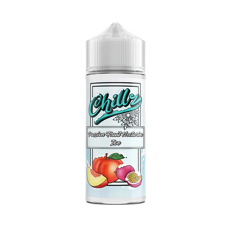 chillz Passion Fruit Nectarine Ice originalflaska mot vit bakgrund