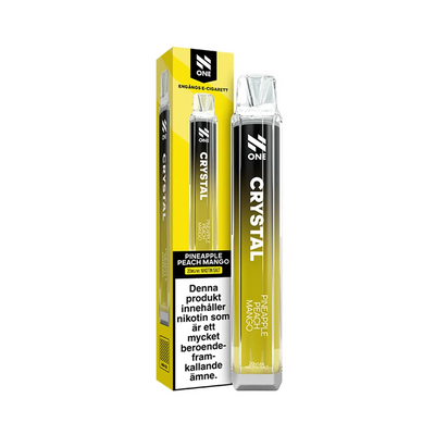 Engångsvape N One Crystal Pineapple Peach Mango bredvid originalförpackning