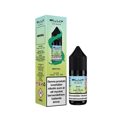 Elux Legends Menthol flaska bredvid originalförpackning