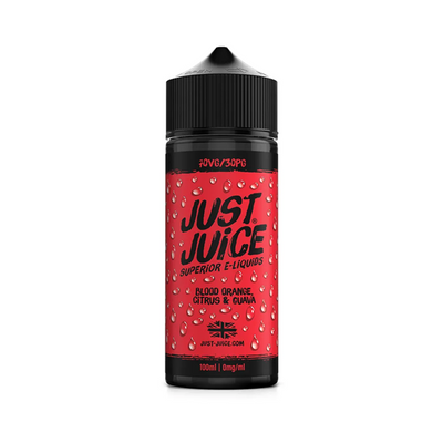 just juice Blood Orange Citrus & Guava originalflaska mot vit bakgrund
