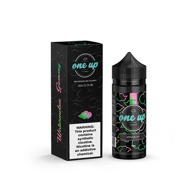 one up Watermelon Gummy originallåda och flaska mot vit bakgrund