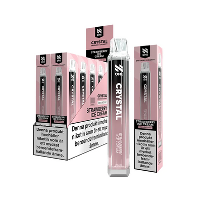 N One Crystal Mesh Strawberry Ice Cream engångsvape 10-pack, förfyllda vapes med nikotin och 2 ml e-vätska.