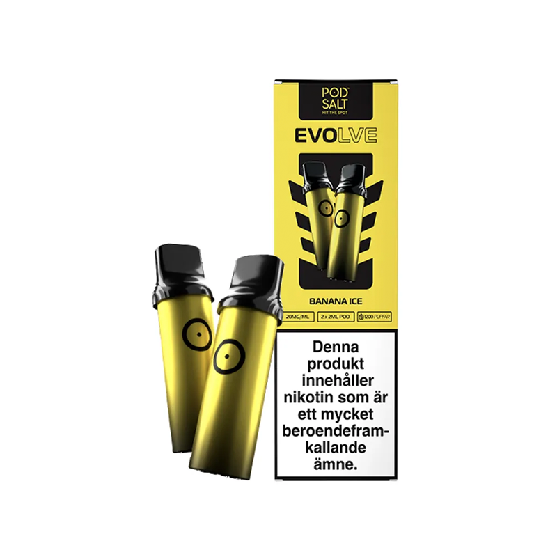 Evolve Mesh Pods Banana Ice (2-Pack) bredvid originalförpackning