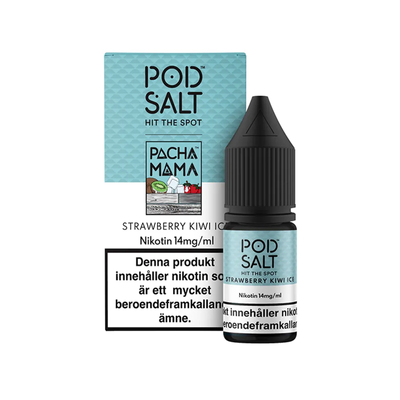 Pod Salt Strawberry Kiwi Ice Flaska bredvid originalförpackning