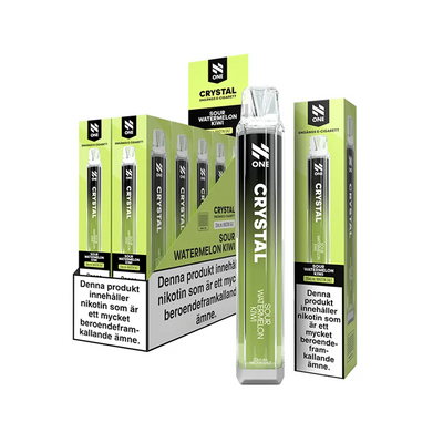 N One Crystal Mesh Sour Watermelon Kiwi engångsvape 10-pack, förfyllda vapes med nikotin och 2 ml e-vätska.