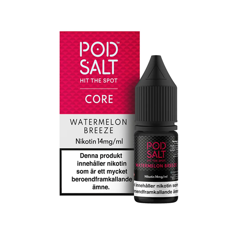 Pod Salt Watermelon Breeze Flaska bredvid originalförpackning
