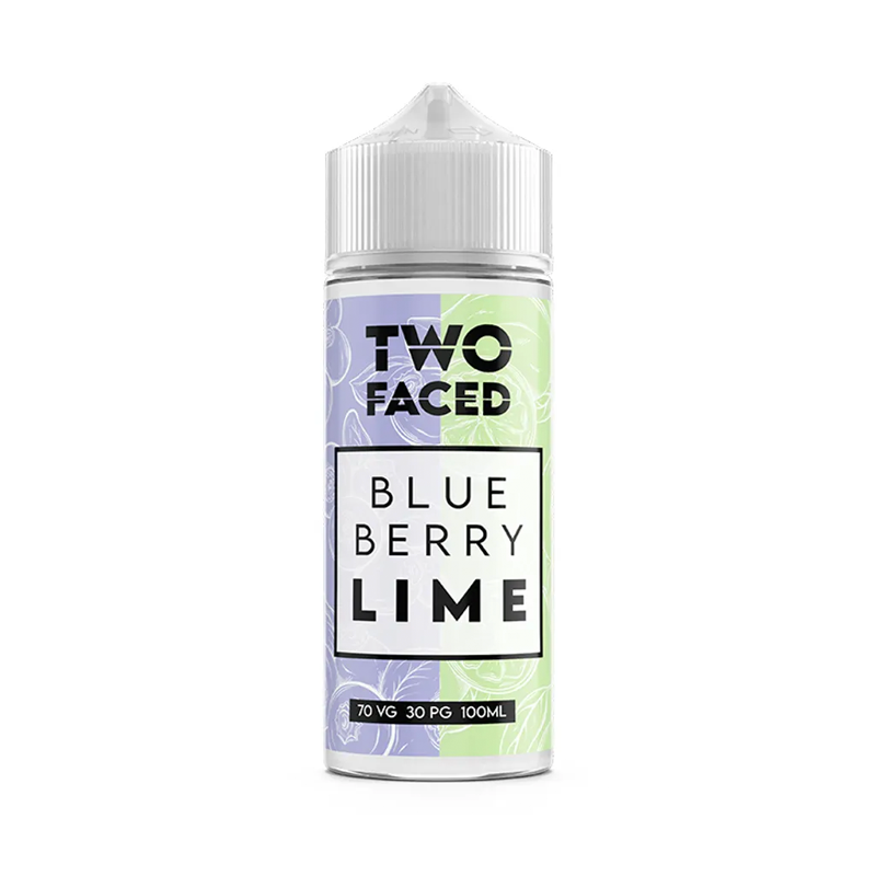 two faced Blueberry Lime orginalflaska mot vit bakgrund