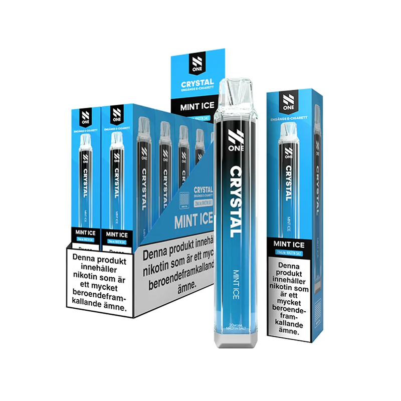 N One Crystal Mesh Mint Ice engångsvape 10-pack, förfyllda vapes med nikotin och 2 ml e-vätska.