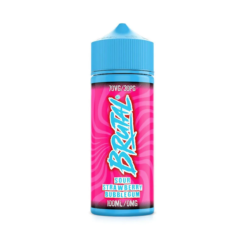 just juice Sour Strawberry Bubblegum originalflaska mot vit bakgrund