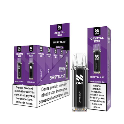 N One Crystal PRO Pod Berry Blast 10-Pack förfyllda vape pods, 2 ml e-vätska och 20 mg nikotin, kompatibla med N One Crystal PRO batterier