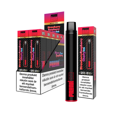 Frunk Bar Mesh Strawberry Raspberry Cherry Ice engångsvape 10-pack, förfyllda vapes med nikotin och 2 ml e-vätska.